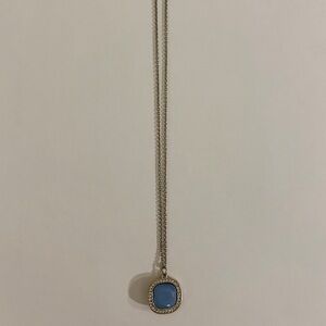 Blue Square Pendant Necklace